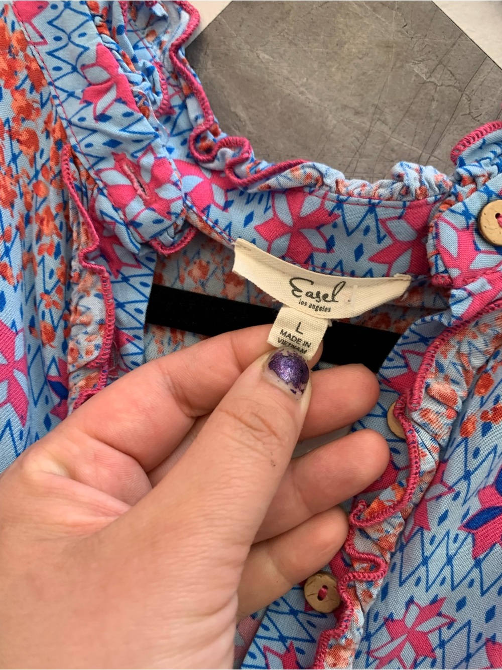easel Pink and Blue Boho Maxi Dress - Picture 7 of 7